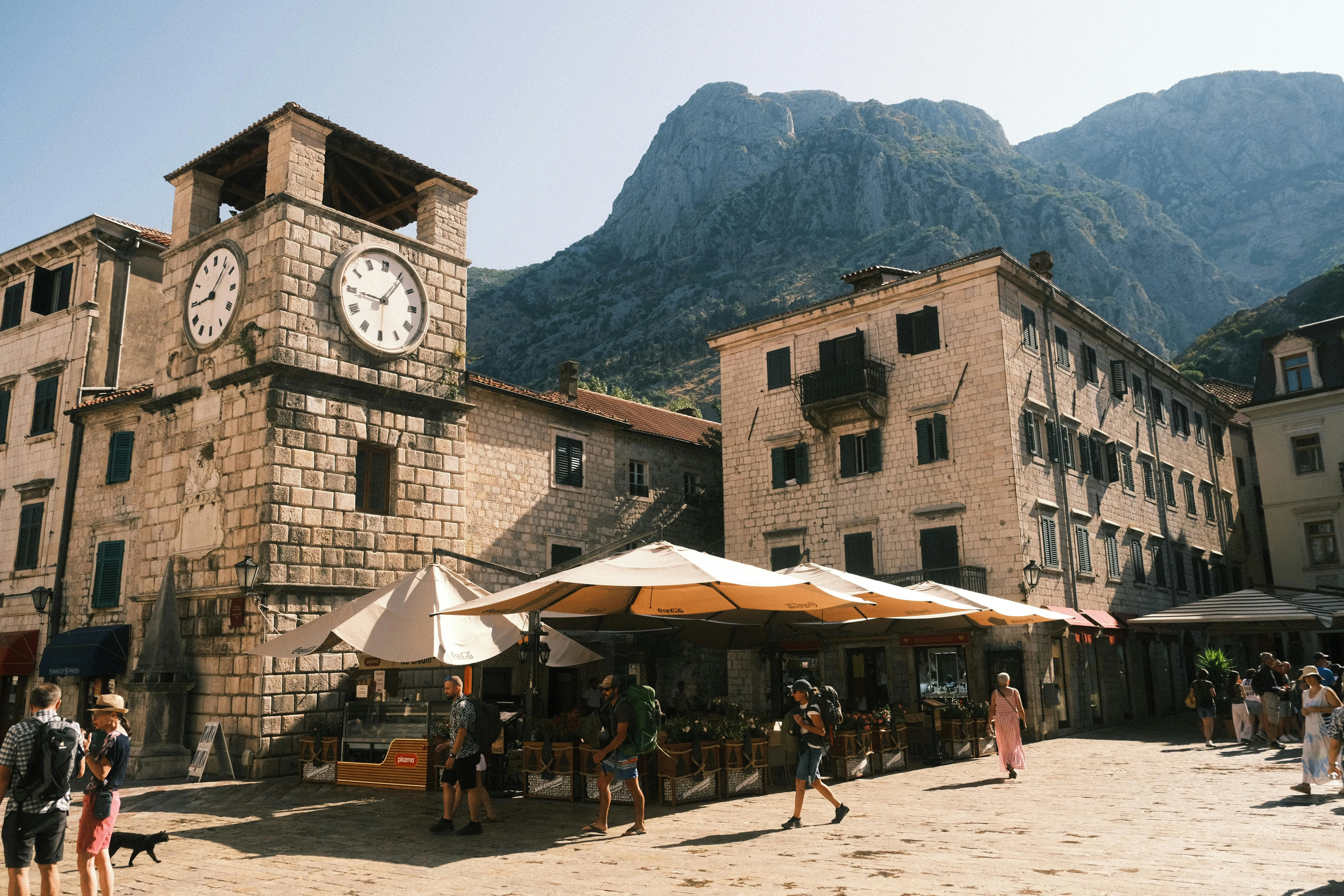 Clock tower on the old town square in Kotor, Montenegro.jpg
